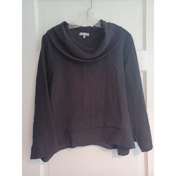 Habitat black drape collar pull-on top S boho Lagenlook minimalist capsule shirt - Picture 1 of 9
